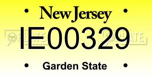 IE00329 New Jersey License Plate