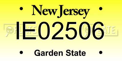 IE02506 New Jersey License Plate