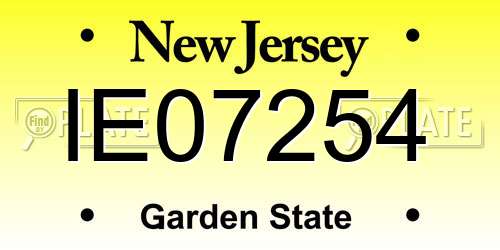IE07254 New Jersey License Plate
