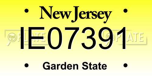 IE07391 New Jersey License Plate