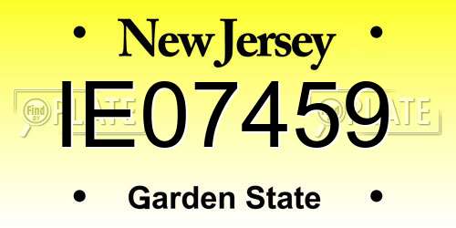 IE07459 New Jersey License Plate