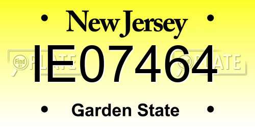 IE07464 New Jersey License Plate