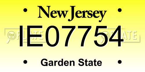 IE07754 New Jersey License Plate