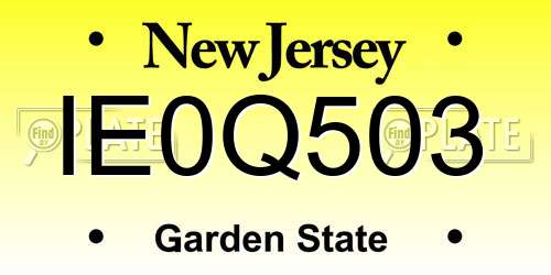 IE0Q503 New Jersey License Plate