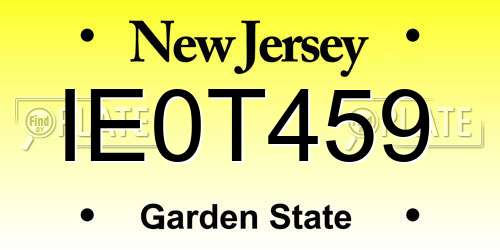 IE0T459 New Jersey License Plate