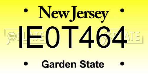 IE0T464 New Jersey License Plate