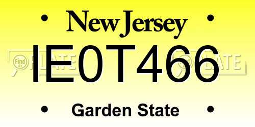 IE0T466 New Jersey License Plate
