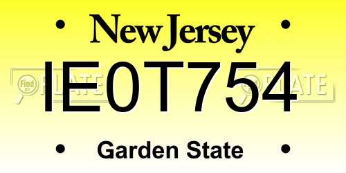 IE0T754 New Jersey License Plate