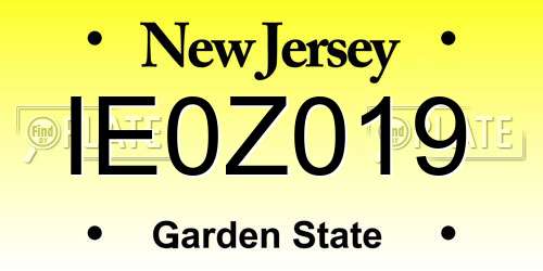 IE0Z019 New Jersey License Plate