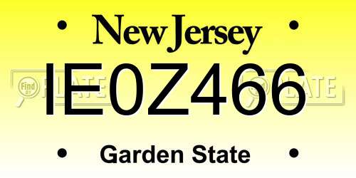 IE0Z466 New Jersey License Plate