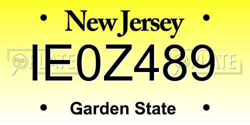 IE0Z489 New Jersey License Plate