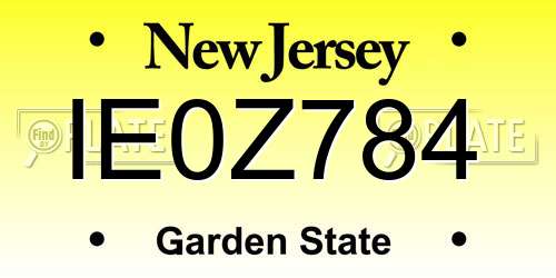 IE0Z784 New Jersey License Plate