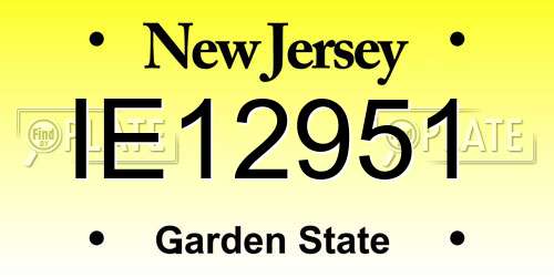 IE12951 New Jersey License Plate
