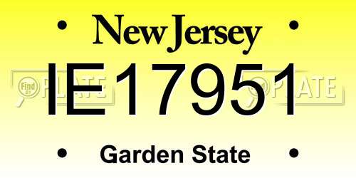IE17951 New Jersey License Plate