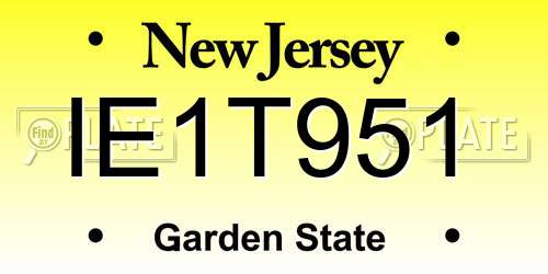 IE1T951 New Jersey License Plate
