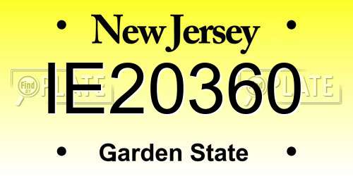 IE20360 New Jersey License Plate