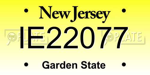 IE22077 New Jersey License Plate