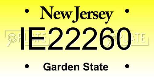 IE22260 New Jersey License Plate
