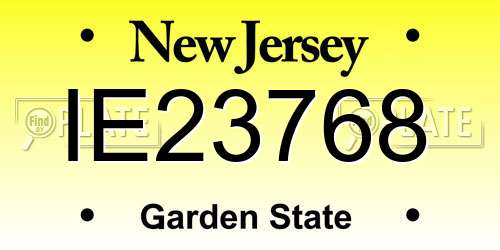 IE23768 New Jersey License Plate