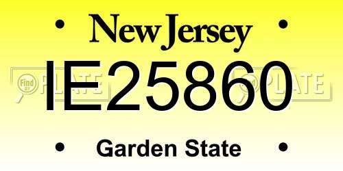 IE25860 New Jersey License Plate