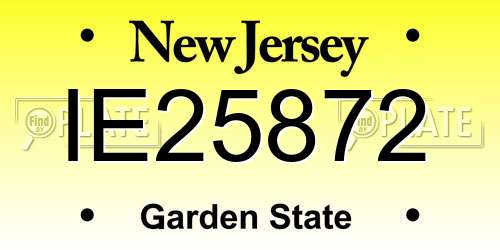 IE25872 New Jersey License Plate