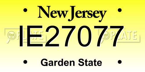 IE27077 New Jersey License Plate