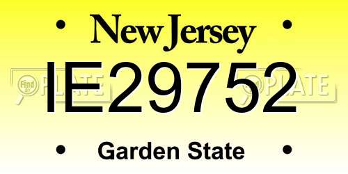 IE29752 New Jersey License Plate
