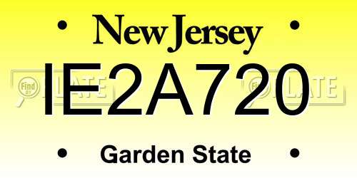 IE2A720 New Jersey License Plate