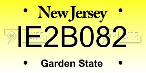 IE2B082 New Jersey License Plate