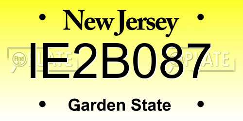 IE2B087 New Jersey License Plate