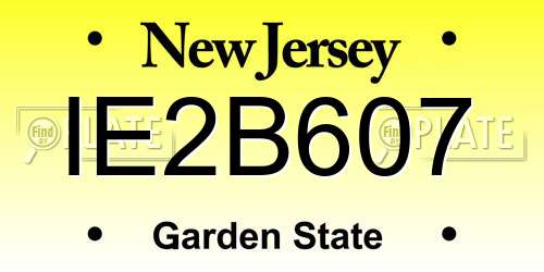 IE2B607 New Jersey License Plate