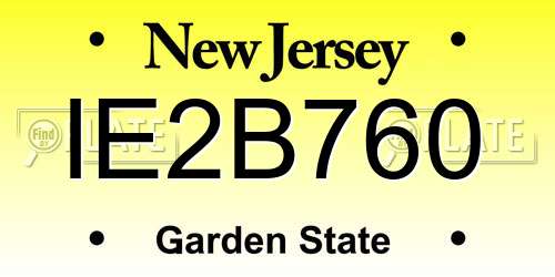 IE2B760 New Jersey License Plate