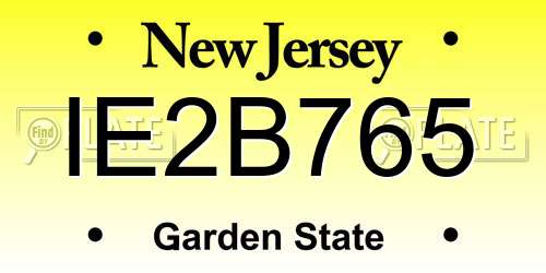 IE2B765 New Jersey License Plate