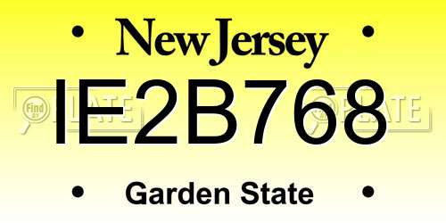 IE2B768 New Jersey License Plate