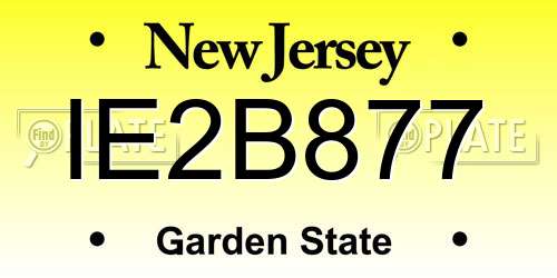 IE2B877 New Jersey License Plate