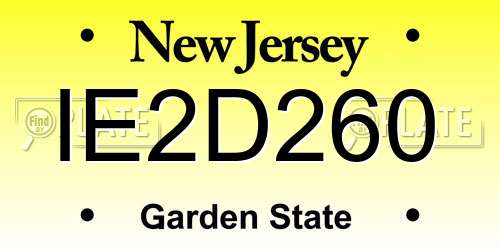 IE2D260 New Jersey License Plate