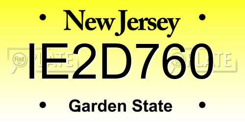 IE2D760 New Jersey License Plate