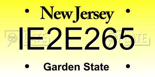 IE2E265 New Jersey License Plate