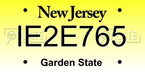 IE2E765 New Jersey License Plate