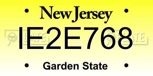 IE2E768 New Jersey License Plate