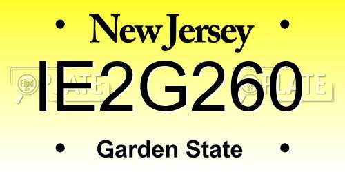 IE2G260 New Jersey License Plate