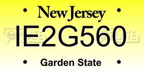 IE2G560 New Jersey License Plate