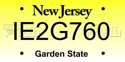 IE2G760 New Jersey License Plate
