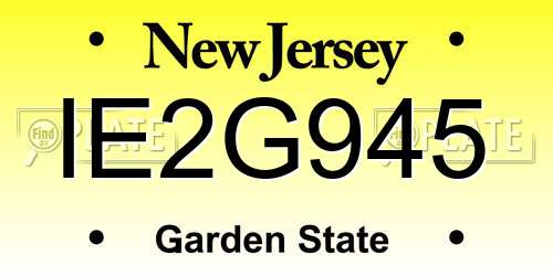 IE2G945 New Jersey License Plate