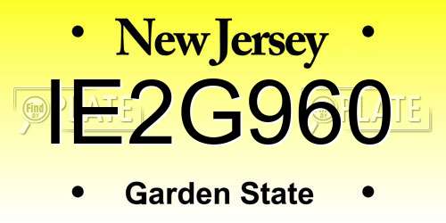 IE2G960 New Jersey License Plate