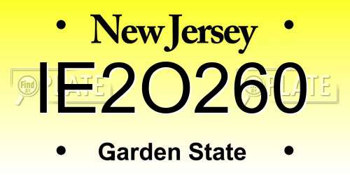 IE2O260 New Jersey License Plate