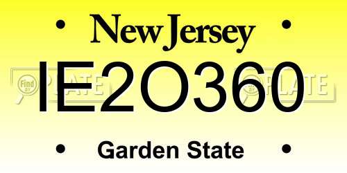 IE2O360 New Jersey License Plate