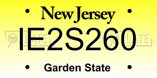 IE2S260 New Jersey License Plate
