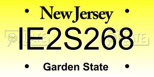 IE2S268 New Jersey License Plate