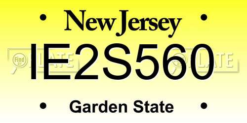 IE2S560 New Jersey License Plate